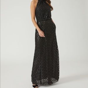 EMPORIO ARMANI Long macramé dress w/sequin